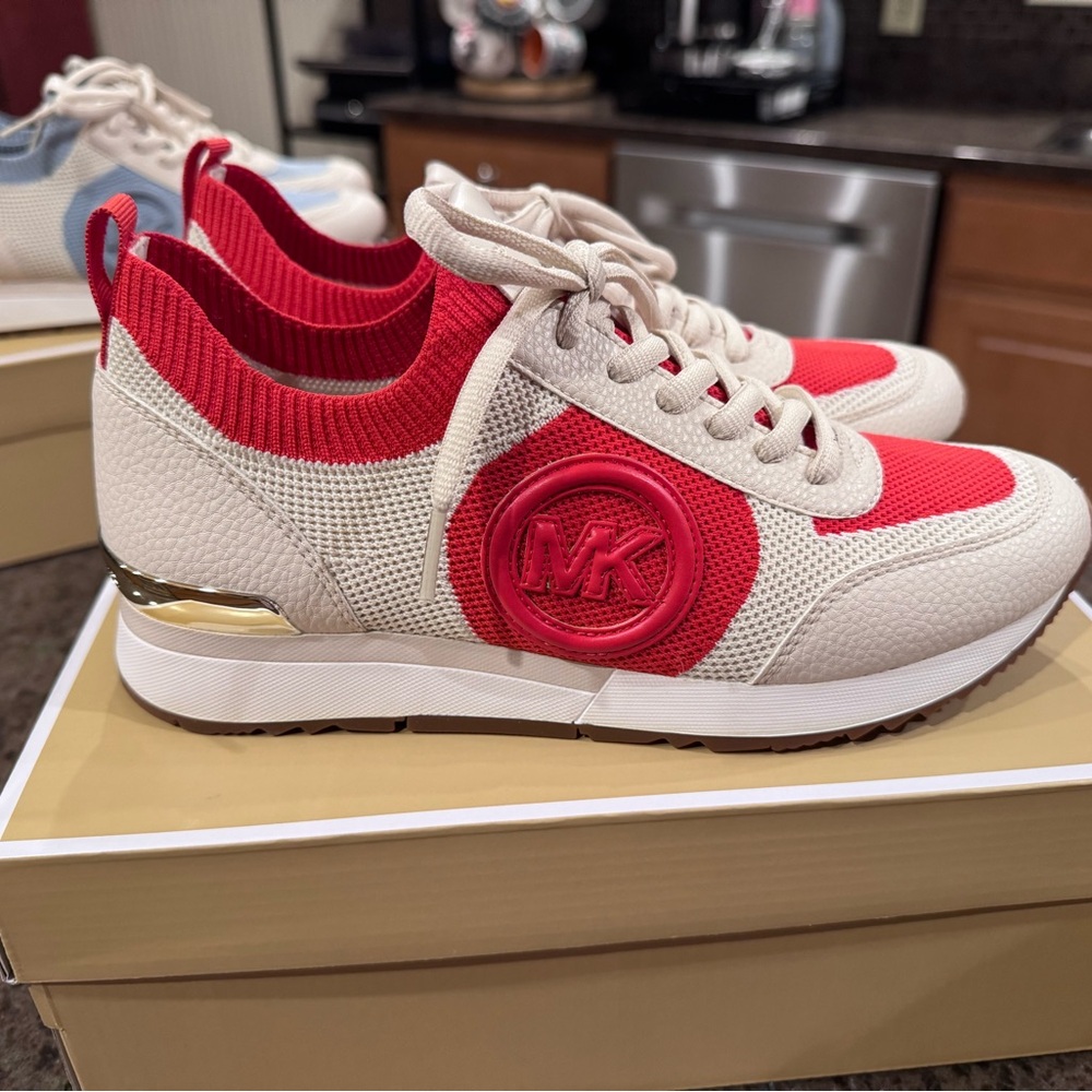 Michael Kors Red and Cream Women's Sneakers